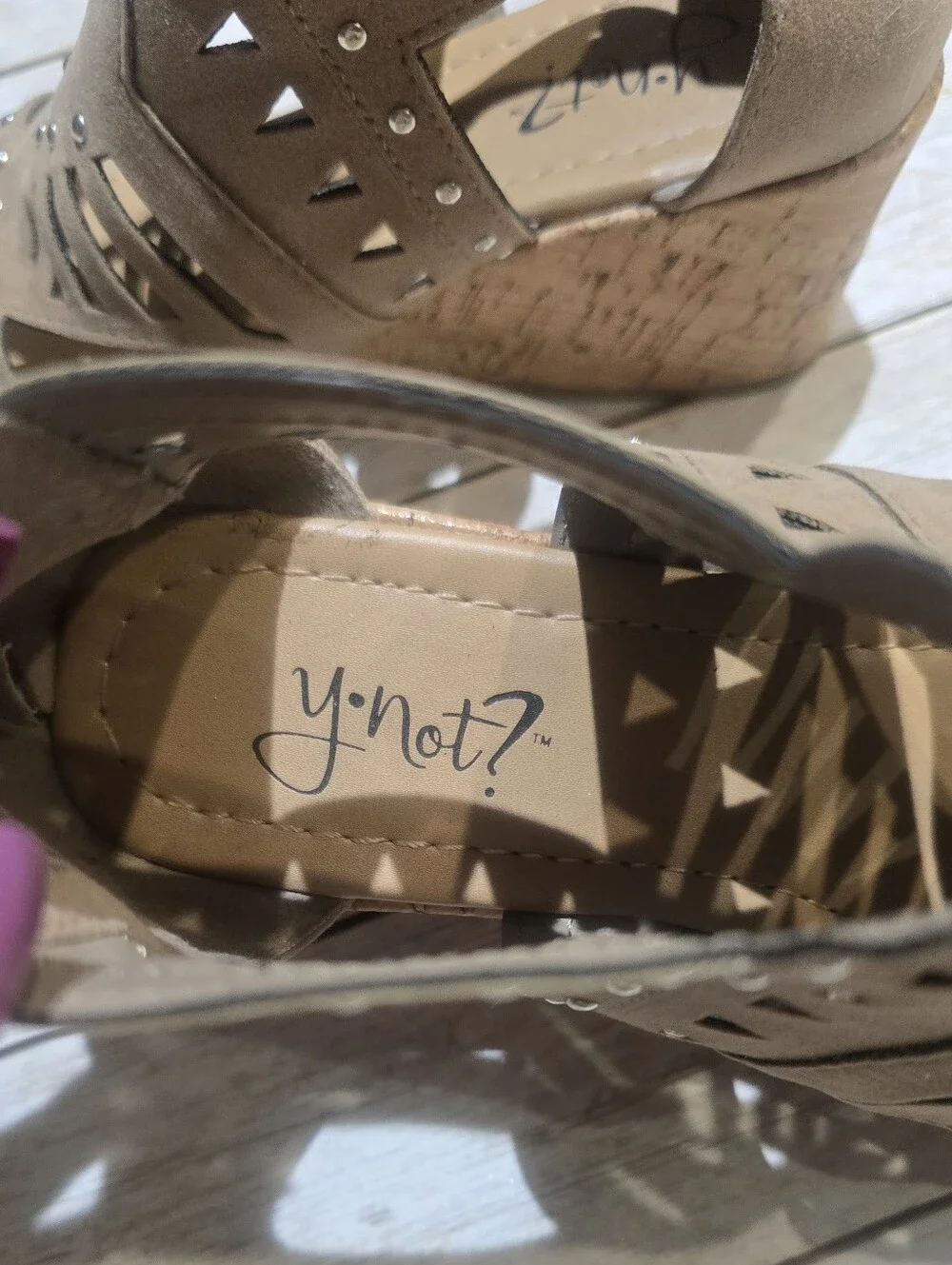 Little Girls Size 3M Cork Wedge Sandals - Cutout Stud Detail